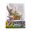 Back cover of The Fireside Springbok book featuring an illustration of a springbok reading by the fireside and rugby action photos below