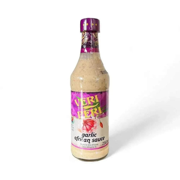 Bottle of All Joy Veri Peri Garlic African Sauce 250ml with garlic and African herbs
