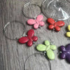 Set of 6 colorful butterfly wine glass charms with 4cm rings