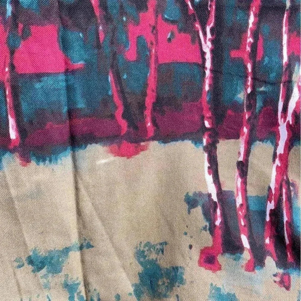 Pink and green winter scarf from Cotton Road, soft cotton, 80cm x 175cm