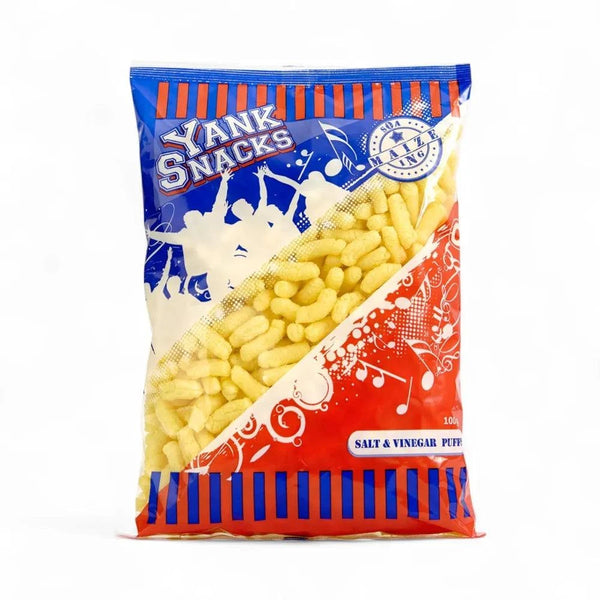 Yank Snacks Maize Puffs Salt & Vinegar 100g pack with bold tangy flavor.