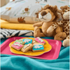 Bakers Iced Zoo Biscuits 150g with colorful iced animal shapes and vibrant backgrounds, perfect fun party treat