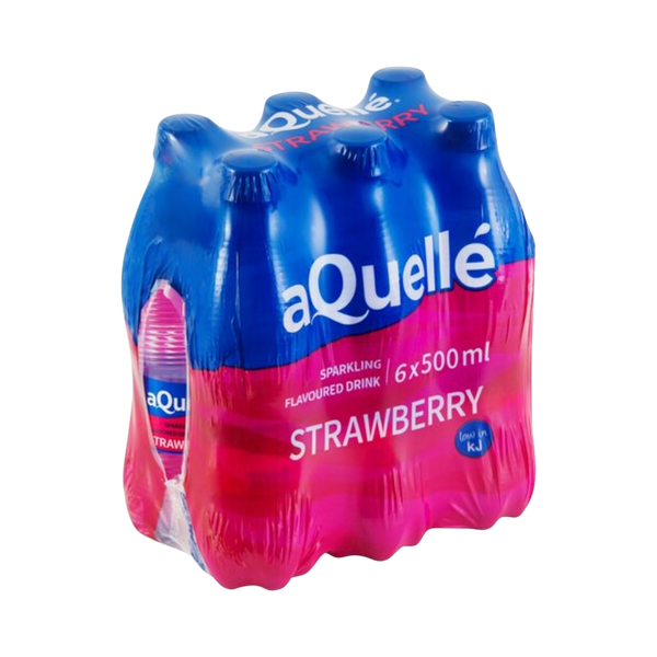 aQuellé Flavoured Sparkling Water - Strawberry (Pack of 6 x 500ml)
