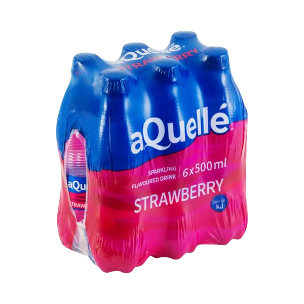 aQuellé Flavoured Sparkling Water - Strawberry (Pack of 6 x 500ml)