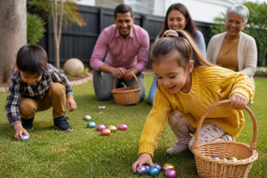 Colorful assortment of decorated and chocolate New Zealand Easter eggs reflecting cultural traditions