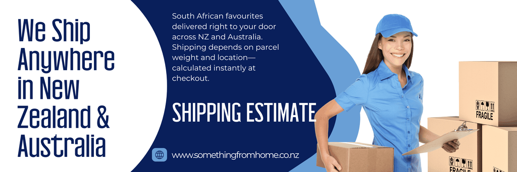 Shipping cost guide for New Zealand and Australia with parcel size and region pricing details