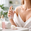 Diagram illustrating body mist formulation components including fragrance oils, water base, alcohol, moisturizing agents, and preservatives