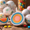assorted colourful jawbreaker candies showcasing multiple layers and glossy finish