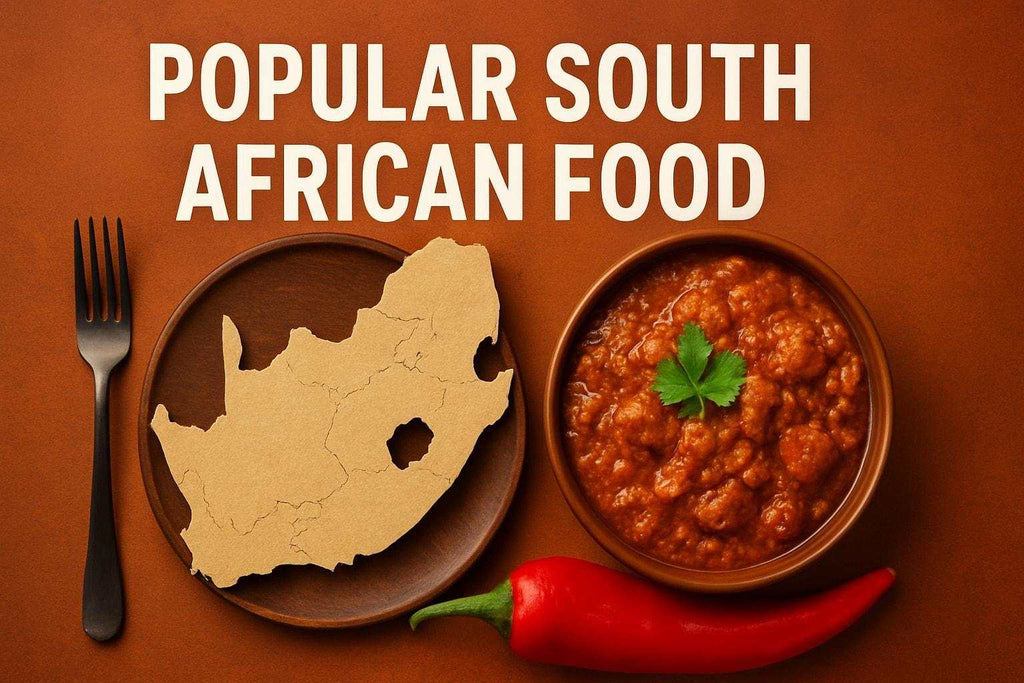 High-quality realistic photograph of popular South African food dishes showcasing vibrant traditional cuisine in 2026