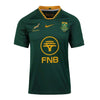 2026 FNB Springboks green and gold home stadium jersey with embroidered crest and Nike logo