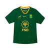 2025 Nike Springboks Home Stadium rugby jersey in green and gold with embroidered Springbok and SA Rugby crest, Nike swoosh, and FNB logo, size 3XL