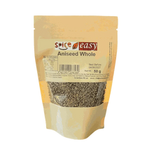 Spice n Easy Aniseed Whole 50g resealable pouch used for baking, cooking, and rusks with sweet liquorice flavor