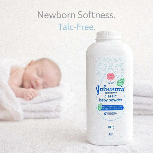 Johnsons Classic Baby Powder 400g cornstarch formula for soft, fresh baby skin