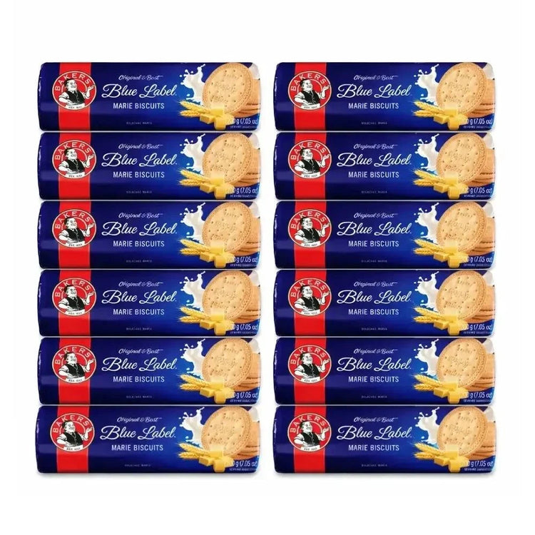 Pack of 12 Bakers Blue Label® Marie Biscuits 200g each, classic South African snack