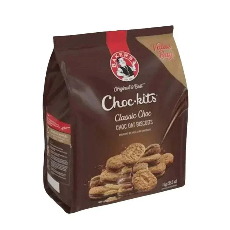 1kg block bottom bag of Bakers Chockits chocolate for baking and snacking