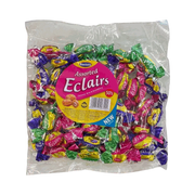 Baxtons Assorted Eclairs 50s pack with caramel, mint, and strawberry flavors individually wrapped for sharing