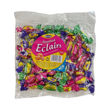 Baxtons Assorted Eclairs 50s pack with caramel, mint, and strawberry flavors individually wrapped for sharing