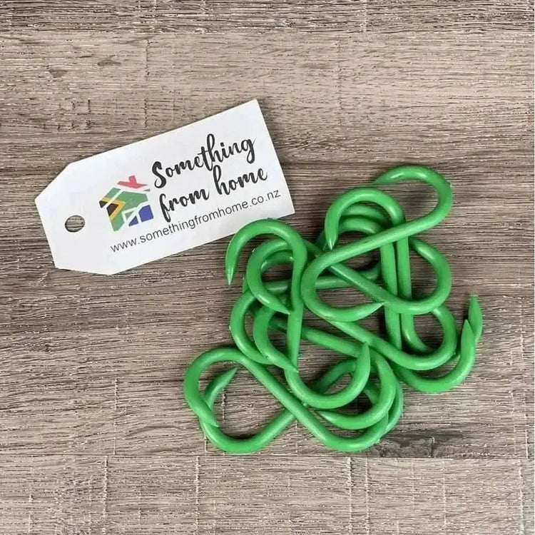 Pack of 10 green plastic biltong hooks for hanging biltong