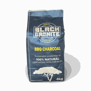 4kg bag of Black Granite Charcoal made from 100% natural hardwood, ideal for South African braais with long-lasting, low-smoke heat