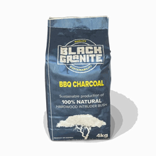 4kg bag of Black Granite Charcoal made from 100% natural hardwood, ideal for South African braais with long-lasting, low-smoke heat