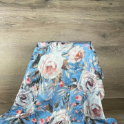 Scarf - Blue with Light Pink Roses - Something From Home - South African Shop