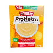 Bokomo ProNutro Original 500g protein cereal box with nutritional info and product details