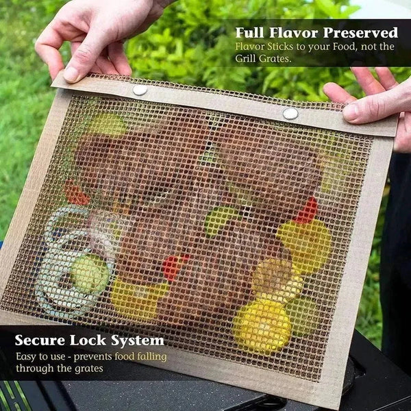 Braai Sakkie black non-stick mesh grilling bag for outdoor cooking and braai