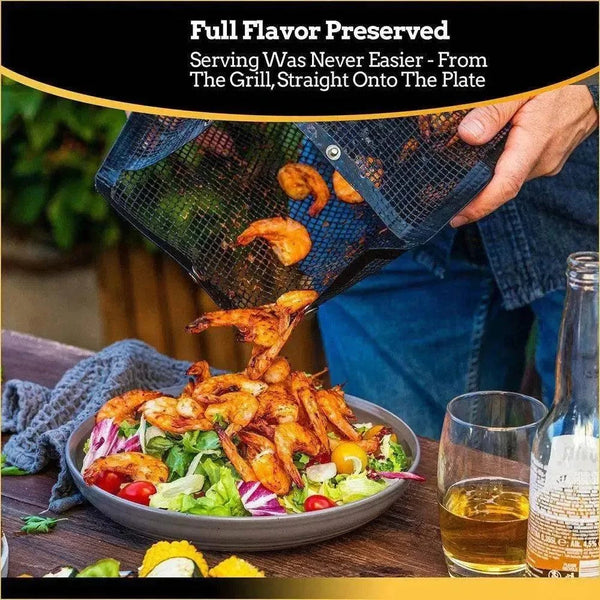 Braai Sakkie black non-stick mesh grilling bag for outdoor cooking