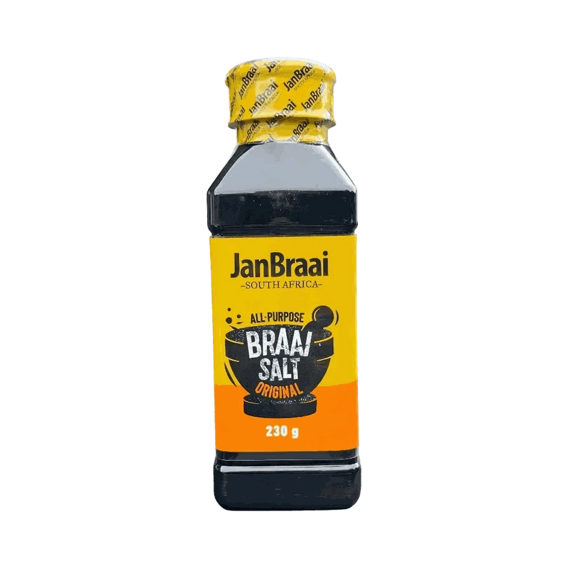 Jan Braai Braai Salt 230g shaker bottle for authentic South African braai seasoning