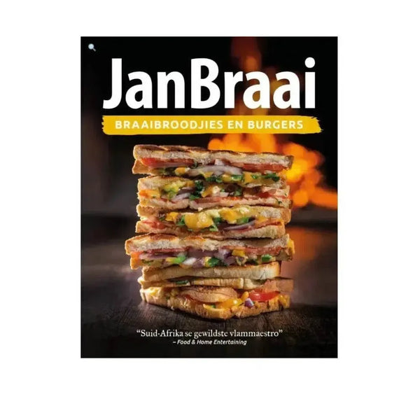Jan Braai Braaibroodjies en Burgers Recipe Book featuring South African barbecue sandwich recipes in English and Afrikaans