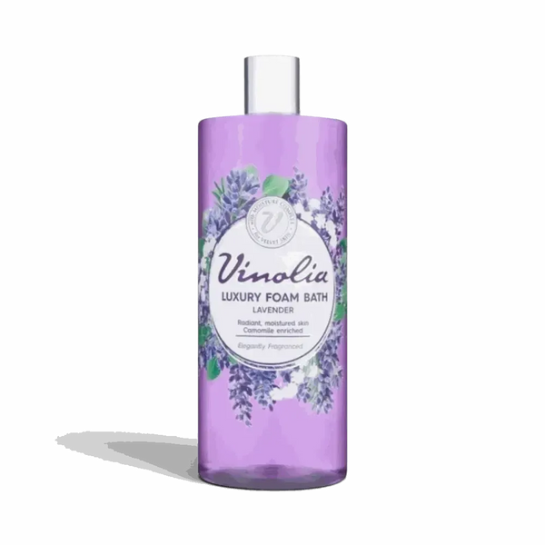 Vinolia Foam Bath Lavender 1L bottle with rich lavender bubble bath foam