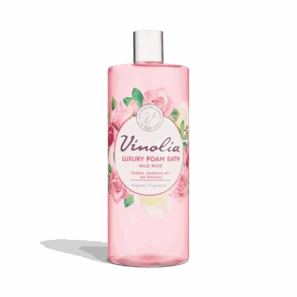Vinolia Foam Bath 1L bottle with wild rose fragrance bubble bath foam