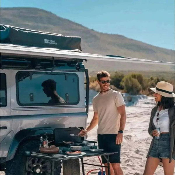 CADAC 2 Cook 3 Pro lightweight portable dual burner gas barbecue with flat and ribbed plates for versatile outdoor cooking