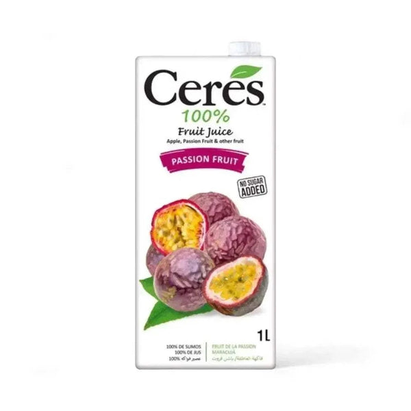 CERES Passion Fruit 1-litre juice carton with apple and grape, no sugar added, high vitamin C