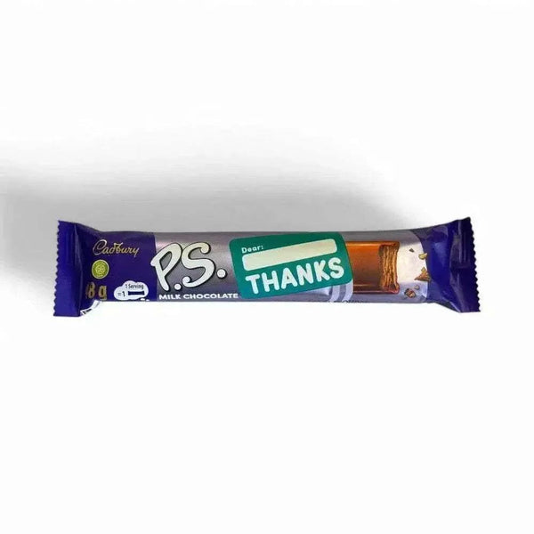 Cadbury's Chocolate PS Milk 48g bar with smooth milk chocolate and crunchy biscuit pieces
