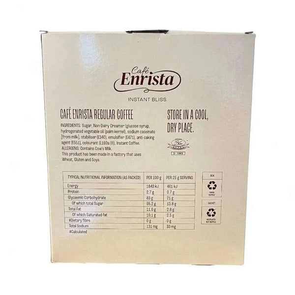 Café Enrista Coffee 3-in-1 Regular 500g box with 20 sachets of instant coffee, sugar, and creamer blend