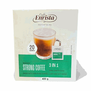 Cafe Enrista Coffee 3-in-1 Strong instant coffee sachets 400g box with coffee, sugar, and creamer.