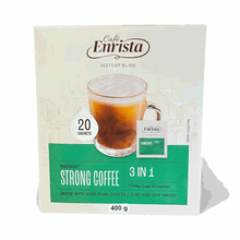 Cafe Enrista Coffee 3-in-1 Strong instant coffee sachets 400g box with coffee, sugar, and creamer.