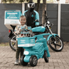 Checkers Sixty60 teal ride-on motorbike with matching helmet and rear delivery box