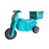 Checkers Sixty60 Teal plastic motorbike toy with three wheels and delivery box for kids aged 2+