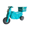 Checkers Sixty60 MINI-ME teal ride-on motorbike with three wheels and rear delivery box