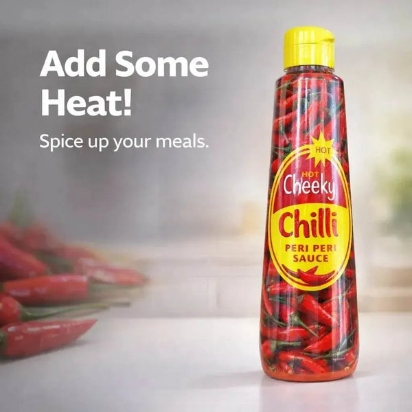 Cheeky Chilli Peri Peri Sauce Hot promotional graphic