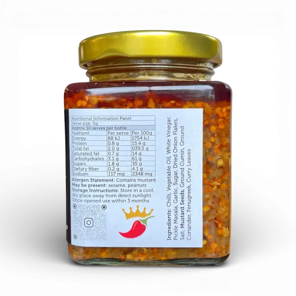Chilli Kingdom Jou Ma se Chilli Pickle mild 225g jar with traditional South African flavour