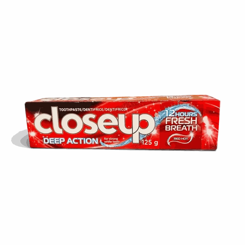 Closeup Deep Action Red Hot Toothpaste 125g tube with bold cinnamon flavor and deep cleaning action