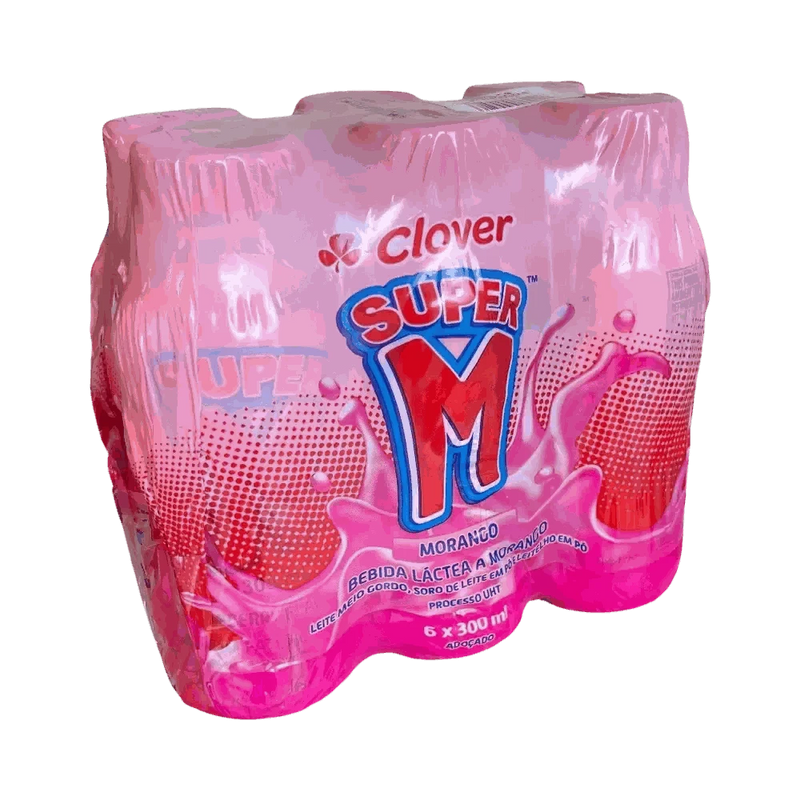 Clover Super M medium-fat strawberry milk 300ml pack of 6 bottles