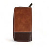 Cotton Road Large PU Leather wallet in kaki and brown with stitched detailing and zip closure