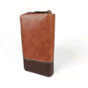 Cotton Road Large PU Leather wallet in kaki and brown with heart detail and zippered coin pouch