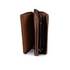 Cotton Road large PU leather wallet in kaki with pink heart, two zip compartments, soft suede texture, 19x10cm