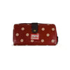 Cotton Road Large PVC Wallet in red with polka dots, spacious zippered compartment and coin purse, 19cm x 10cm.