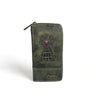Cotton Road Large Wallet dark green PU leather with windmill design and double zip compartments